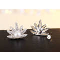 Mode Sonne Blume Design Sterling Silber Perle Ohrringe Stud